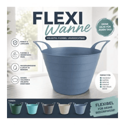 Praktische 30 Liter Universalwanne Flexi-Wanne mit ergonomische Tragegriffe Flexi-Eimer Gartenkorb Wäschekorb ca. 54x42x36 cm  - Kein Farb