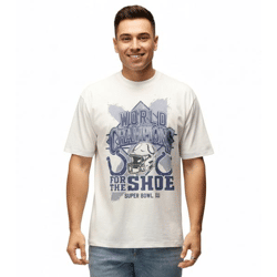 RE:COVERED X NFL Indianapolis Colts Herren T-Shirt mit World Champions-Print Baumwoll-Shirt RCNFL1560 Ecru-Weiß