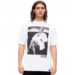 RE:COVERED X Studio Canal Herren T-Shirt BASIC INSTINCT Baumwoll-Shirt mit großem Print Rundhals-Shirt RCSTC113 Weiß