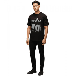 RE:COVERED X THE EXORCIST FILM Men's T-Shirt with Photo Print, Cotton T-Shirt, Crew Neck, RCWARN559, Black