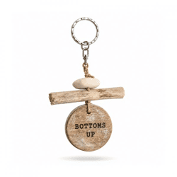 Schlüsselanhänger Bottoms Up Holz natur 13 cm