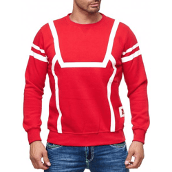 Sportlicher Herren Casual-Pullover mit Kontrastprint Rundhals-Sweater 19045 Rot