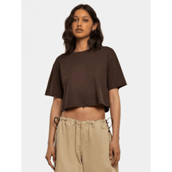 sportliches Urban Classics Damen T-Shirt Oversize 140 g/m² mit Baumwolle Braun