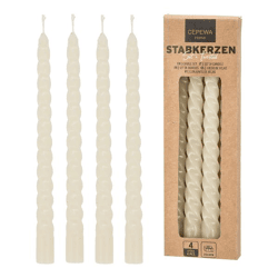 Stabkerzen Twisted 4er Set Creme ca. 20cmH
