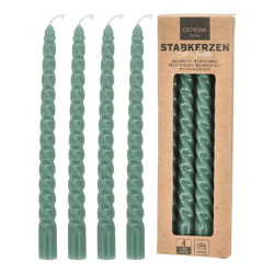 Stabkerzen Twisted 4er Set Grün ca. 20cmH