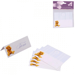 Tischkarten Baby Shower Teddybär blau 10 cm 5 Stk.