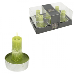 Teelichter Bambus grün 5 cm 6 Stück.