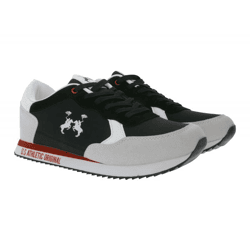 U.S ATHLETIC Speed Run Herren Sport-Sneaker in Canvas-Wildlederoptik Schnür-Schuhe Turnschuhe Schwarz/Grau/Weiß