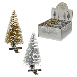 Weihnachtsbaum glitzer, mit Clip, ca. 8cmH, 2/s