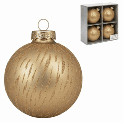 Weihnachtskugel, mattgoldfarben, 6 cm, 4 Stück