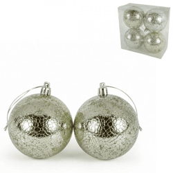 Weihnachtskugeln mit Tiermuster, silberfarben, 7,5 cm, 4er-Set