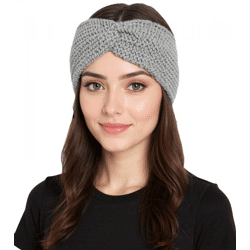 ZWILLINGSHERZ Knitted Headband, Wool Headband, Headwear, Chunky Knit, Winter Headband, Accessory 8007 Light Gray