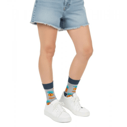1 Paar Moustard Elefanten Circus Herren Baumwoll-Socken mit Allover-Print gemusterte lange Strümpfe 20SELEPCIRC-M Grau/Blau