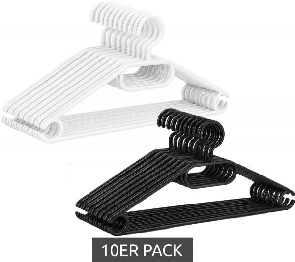 10er Set Haushalt International Kleider-B&uuml;gel mit rutschfester Oberfl&auml;che Garderoben-B&uuml;gel 8744838 Schwarz oder Wei&szlig;