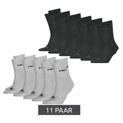11 Paar HEAD All Sports Socken Damen und Herren Trainings-Socken Sport-Strümpfe 701236921 004 Schwarz/Grau