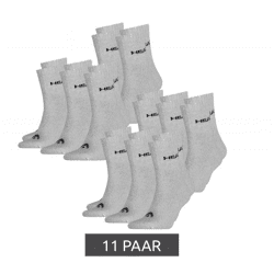 11 Paar HEAD All Sports Socken Damen und Herren Trainings-Socken Sport-Strümpfe 701236921 003 Grau