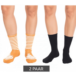 2 Paar TASTIQ Baumwoll-Socken mit Latte Macchiato-Print Weihnachts-Geschenk für Kaffee-Liebhaber lange Strümpfe in stylischer Kaffeebeche