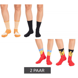2 Paar TASTIQ Baumwoll-Socken mit Print lange Strümpfe in Geschenkbox TAS/1/CSX2 mit Pommesdruck oder mit Latte Macchiato Print