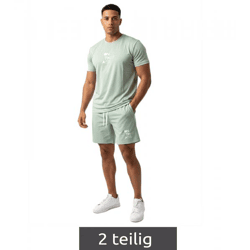 2-teiliges ON THAT ASS Zane Herren Sport-Set Trainings-Set Gym Outfit mit T-Shirt & Shorts Grün