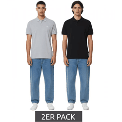 2er Pack klassisches BLEND Herren Poloshirt aus Baumwolle Shirt 20718074-204241 Grau/Schwarz
