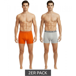 2er Pack U.S. POLO ASSN. Premium Herren Boxershorts Unterhose nachhaltige Unterwäsche 180 g/m² 134 68262 53696 501 Orange/Grau Melange