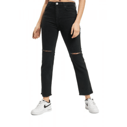 2Y Premium Damen Destroyed Mom Fit Denim schwarz