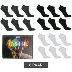 6 Paar TASTIQ Sneaker-Socken schlichte Baumwoll-Socken in Geschenkbox Sport-Socken Schwarz, Grau oder Weiß
