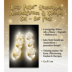 6er Set Harry Potter Keksausstecher mit 6 verschiedenen Motiven Fondant-Ausstechern Fan-Artikel Beige