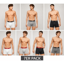 7er Pack LEVI`S Herren Boxershorts Baumwoll-Unterwäsche mit farblichen Akzenten am Bund in Geschenkbox 701225625 003 Schwarz/Weiß/Rot/Grau