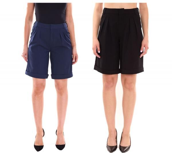 AjC Women's Suit Shorts: Elegant Bermuda Shorts, Black or Dark Blue