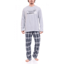 AM LEGEND Herren Pyjama-Set 2-teilig karierter Schlafanzug IAN MPJ 23 Navy/Hellgrau