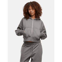 Comfortable DEF Women's Hoodie with Zipper Pockets, Cotton, Gray