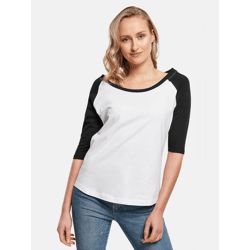 Comfortable Build Your Brand Women's T-Shirt with Ribbed Hem, 140 g/m², Cotton, White/Black