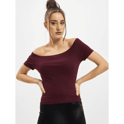 Comfortable Urban Classics Women's T-Shirt, Stretch Ribbed Knit, 180 g/m², with Cotton, Bordeaux Red