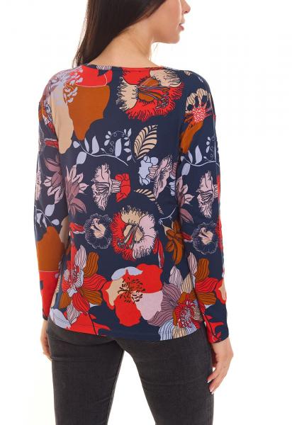 BOYSEN&acute;S Damen Druck-Shirt mit Allover-Print Langarm-Bluse 39077013 Grau/Orange