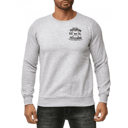 Cooler Herren Rundhals-Sweater mit Skull Print und großem Rückendruck Pullover 19104 Grau