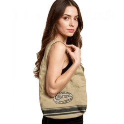 Corona Bier Vintage Tasche Canvas Schultertasche kleiner Shopper Fanartikel 48×25 cm Beige/Braun