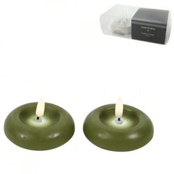 Countryfield LED Schwimmkerze Lyon Flammeneffekt grün 7,5 cm 2er Set