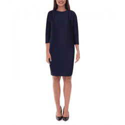 Damen Sommer-Kleid Jersey-Kleid in Ripp-Strick-Struktur mit 3/4 Arm 962523 Dunkelblau