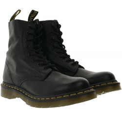 Dr. Martens 1460 Echtleder-Stiefel komfortable Schnür-Schuhe mit gelben Nähten 13512006 Schwarz