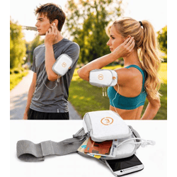 Echelon Lime Sports Armband Phone Pouch with Headphone Opening, Jogging Armband, Phone Case, 30 cm Arm Circumference, White