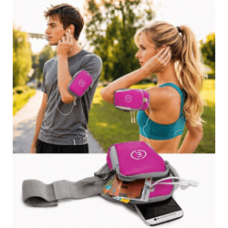 Echelon Lime Sports Armband Phone Pouch with Headphone Opening, Jogging Armband, Phone Case, 30 cm Arm Circumference, Pink