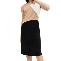 elegantes Damen Business-Kleid ärmelloses Etui-Kleid Jersey-Kleid 957594 Schwarz/Camel/Weiß