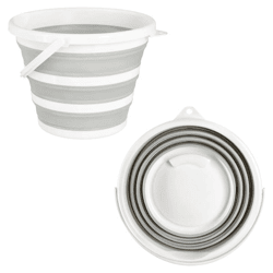 Faltbarer Eimer, grau/weiß, ca. 10l