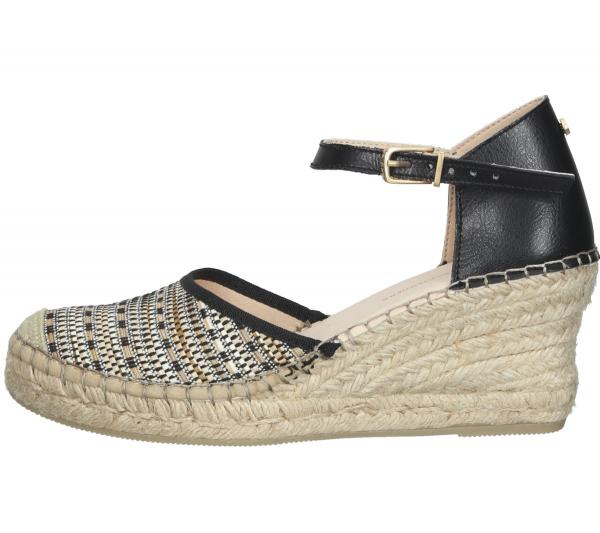 FRED DELA BRETONIERE Wedges Damen Keilabsatz-Sandalen Espadrilles 153010261 Schwarz/Beige