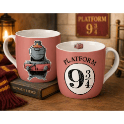 Harry Potter Tasse „Hogwarts Express“ 300 ml Porzellan Becher mit Herzhenkel Rosa 