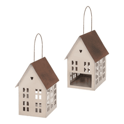 Haus, Metall, creme, ca. 14x17cm
