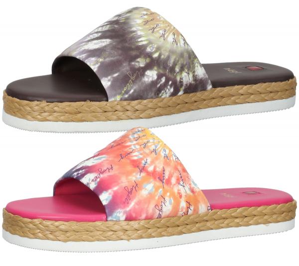 h&ouml;gl Damen Strand-Pantolette mit Batikprint Sommer-Schuhe 3-10 0738 in Braun oder Pink