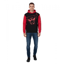 Hollister X NBA Chicago Bulls Herren Hoodie mit großem Chicago-Bulls Logo-Print Baumwoll-Pullover 322-221-1590-905 Schwarz/Rot
