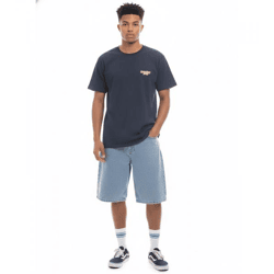 HOMEBOY x-tra Herren Baggy Denim-Shorts Jeans-Shorts im 5-Pocket-Stil Baumwoll-Shorts kurze Hose 01SH0379 Blau